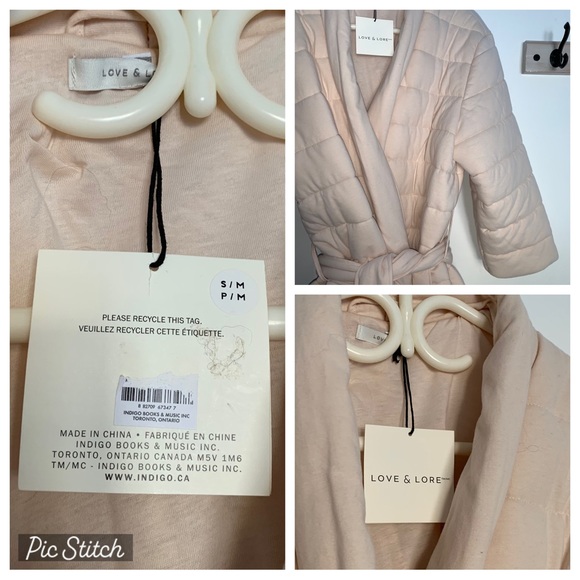 NWT Organic Duvet Robe Love & Lore, Pink Small / Medium - Picture 5 of 17